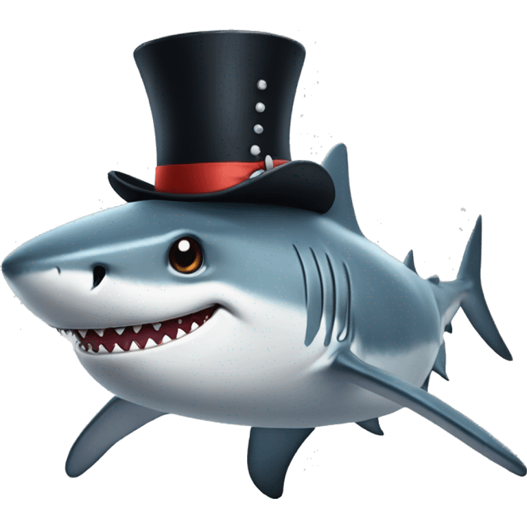 Shark with a top hat emoji