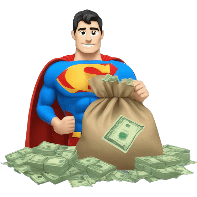 Superman with bag of money emoji