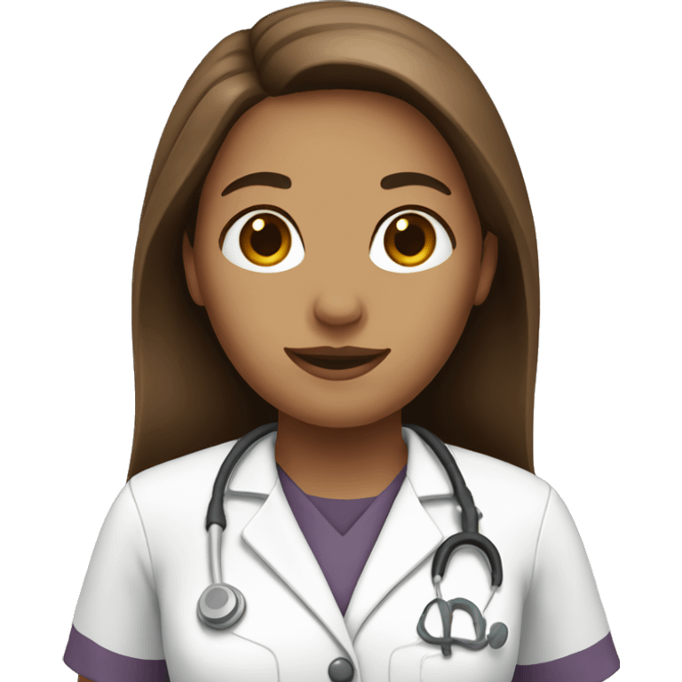 Nurse with long brown hair emoji