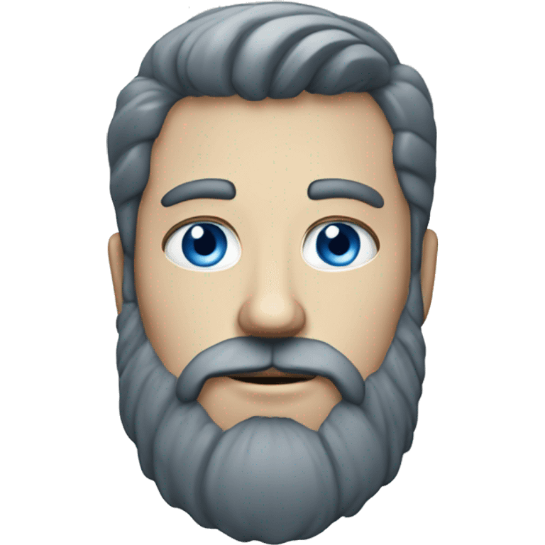 portrait of a bearded man white blue eyes emoji