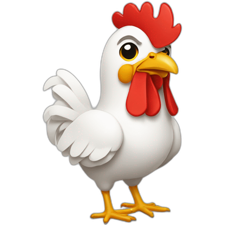 chicken wearing a white shirt with a red diagonal band emoji