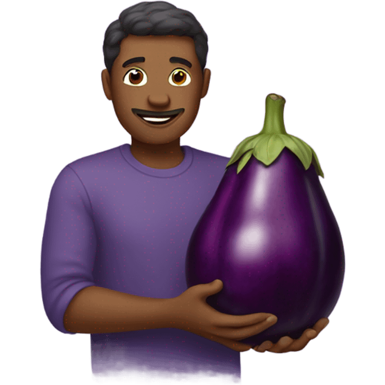 Man with eggplant emoji