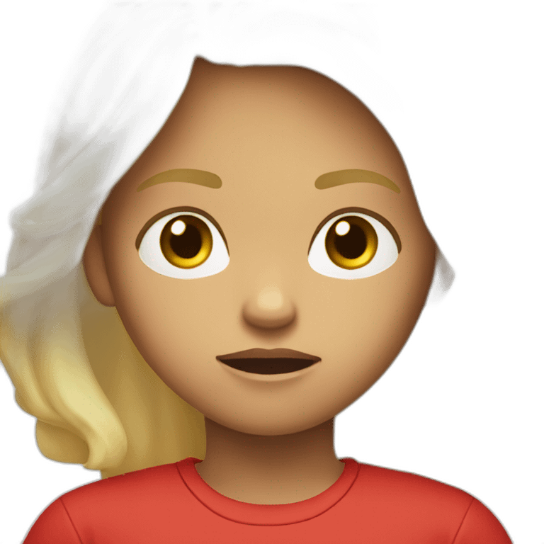 Angry child light skin color blond hair red shirt emoji