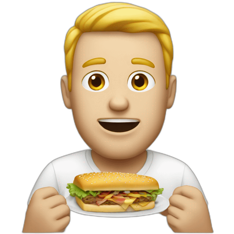 A white man eats Hamburg emoji