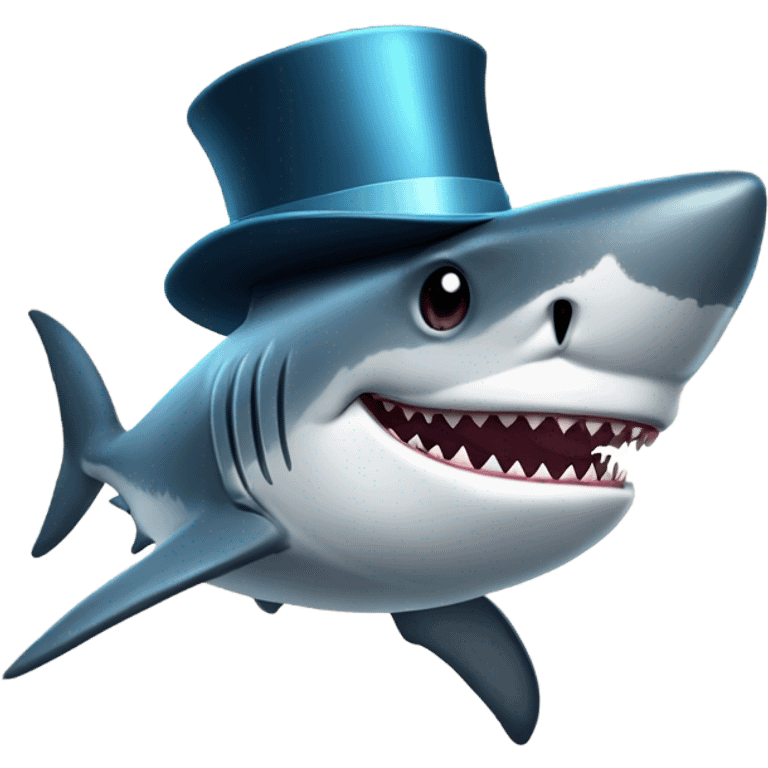 Shark with a top hat emoji