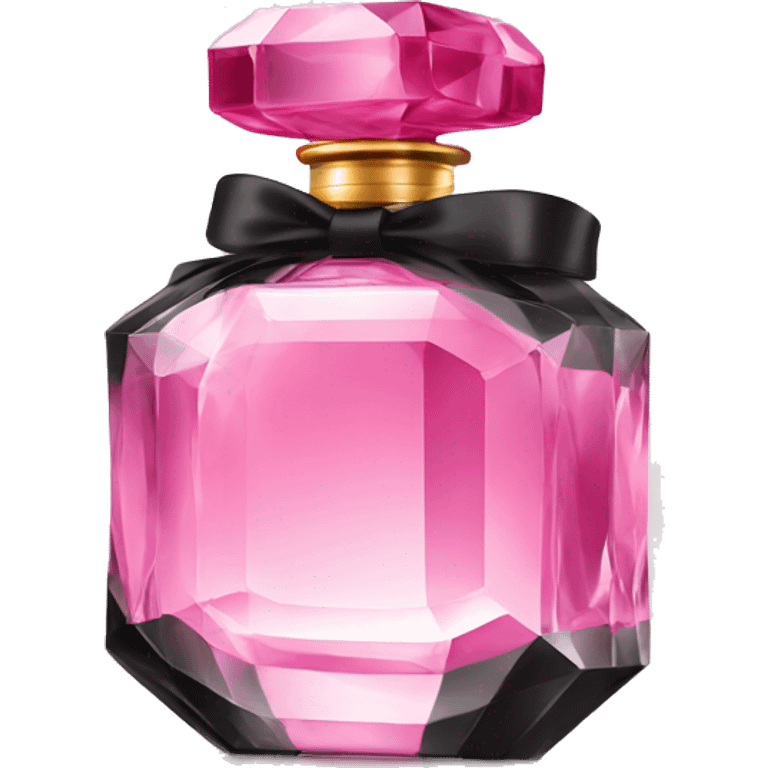 pink crystal perfume bottle with black ribbon display emoji