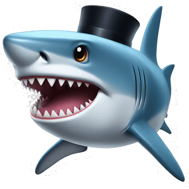 Shark with a top hat emoji