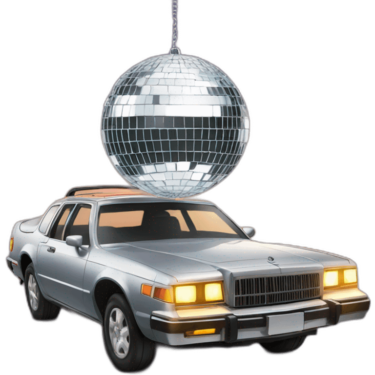 disco ball hanging on top of a shining car emoji