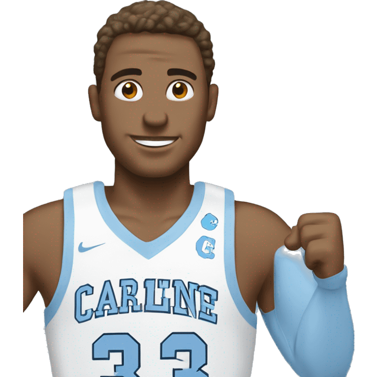 White male wearing North Carolina Tar Heels emoji