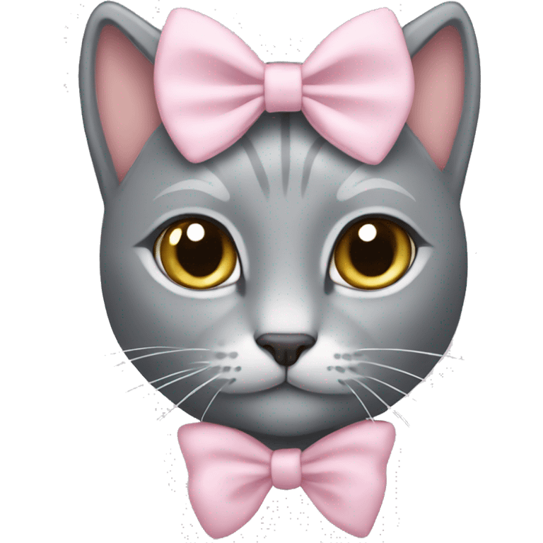 a grey cat with a light pink bow  emoji