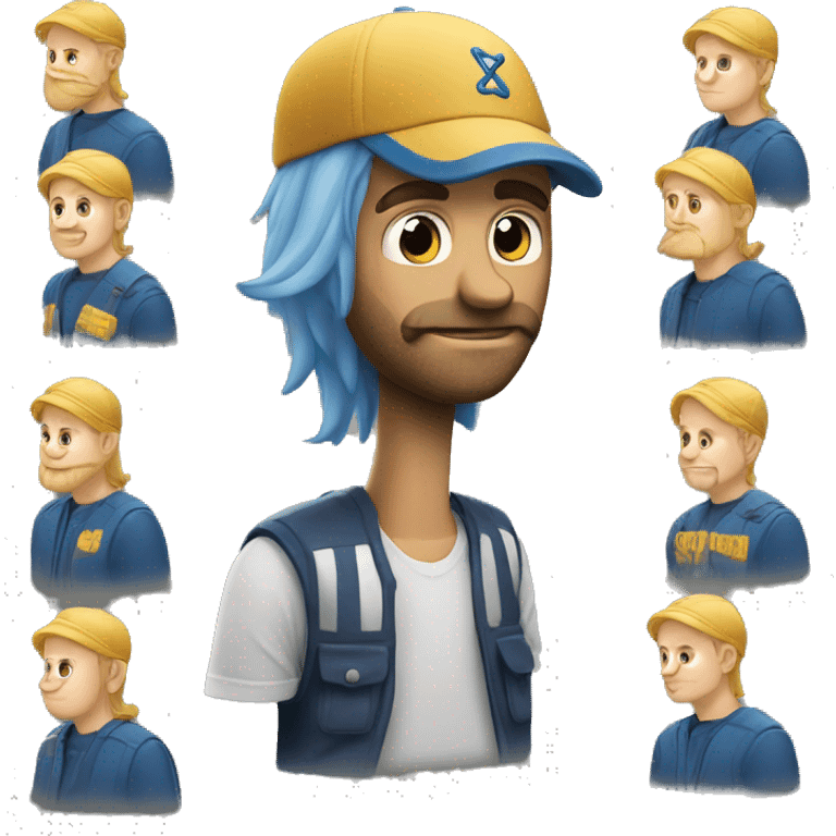 Create emoji of the 30 years old finnish guy with cap turned around  emoji