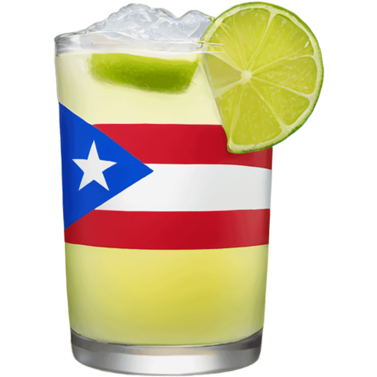 Puerto Rican flag on a island with a margarita  emoji