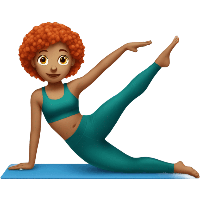 A red-haired girl doing Pilates emoji