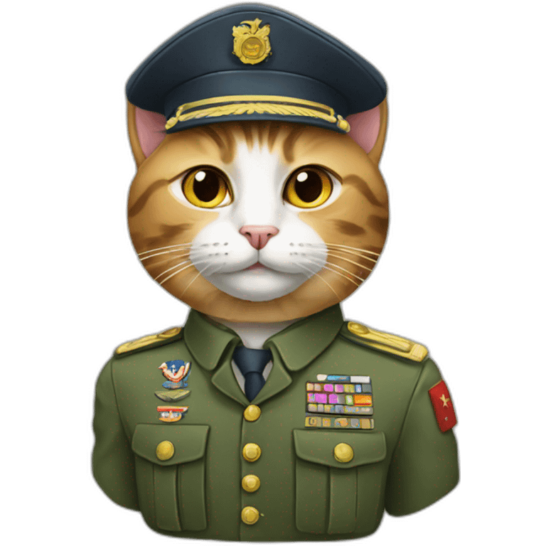 cat in military uniform on keyboard emoji