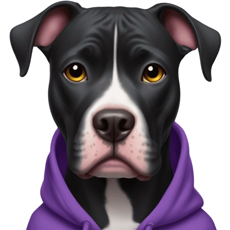 Black pitbull with purple hoody
 emoji