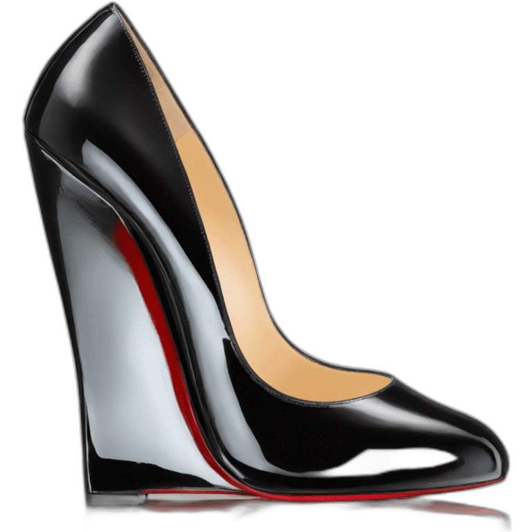 WEDGE heel LOUBOUTIN black leather PATENT emoji