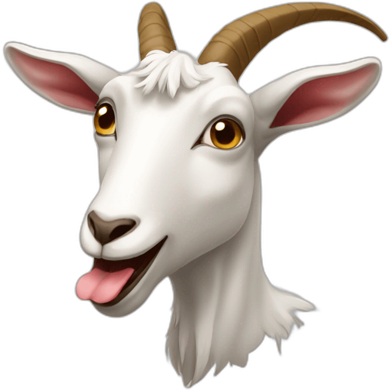 Goat with open mouth and very long tongue emoji