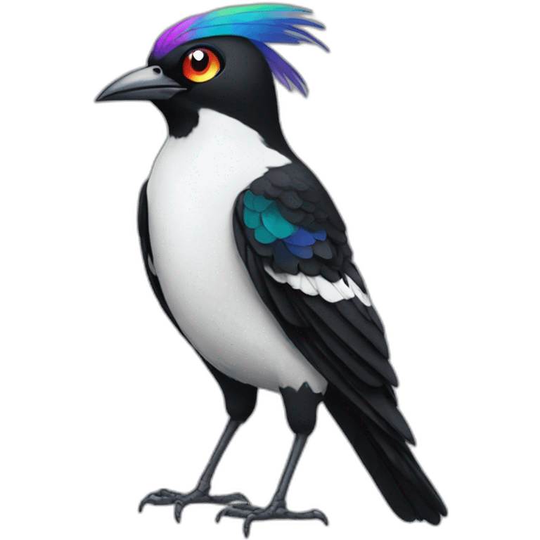 Magpie with rainbow eyes emoji