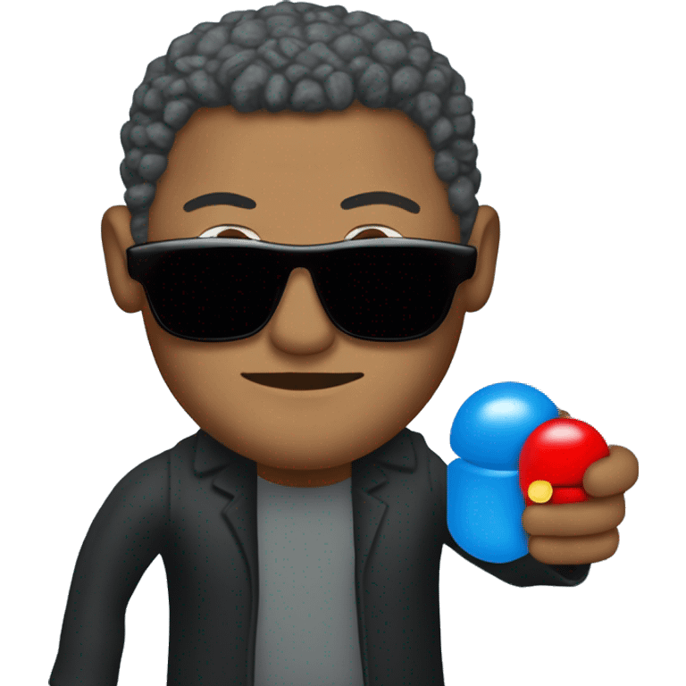 Morpheus, Lawrence fishburne from the matrix, holding red pill in one hand in another hand blue pill emoji