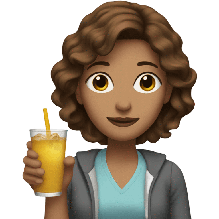 Woman brown hair faintedl on floor holding a drink  emoji