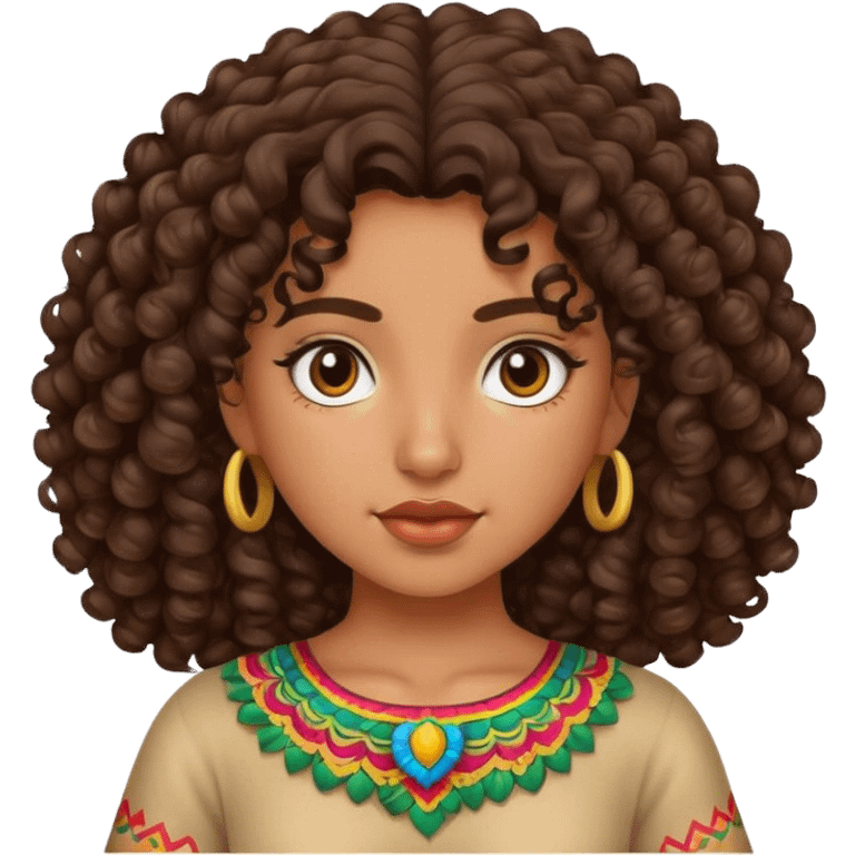 Mexican girl with curly hair emoji