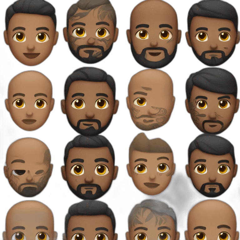 facial tattoos, short hair, and a beard emoji