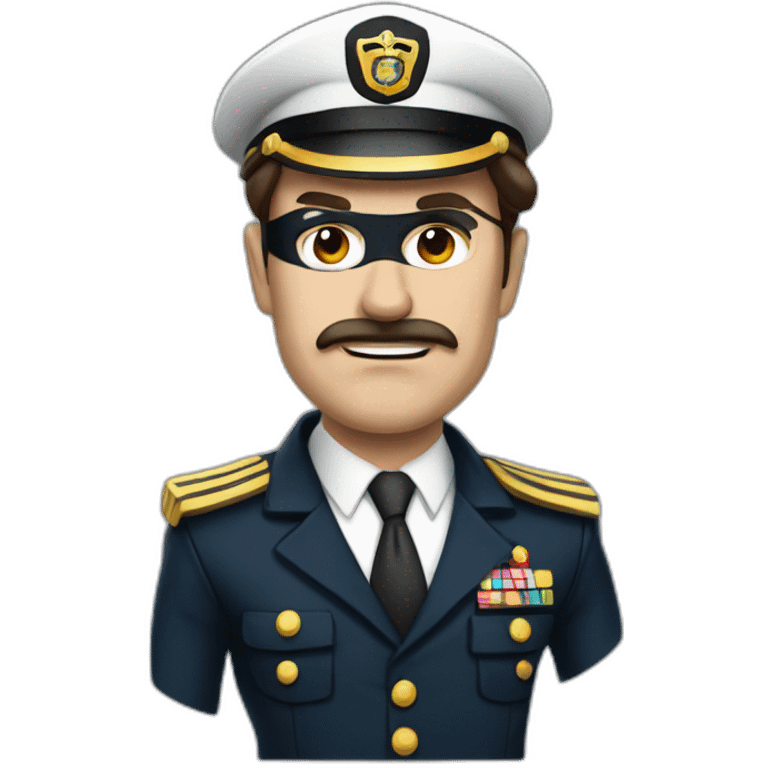 merchant marine chief officer with brown hair dressed as super hero with a black mask and badass look emoji