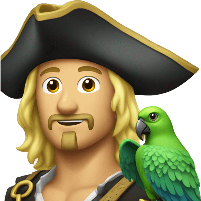 Blond Pirate with parrot on his shoulder emoji