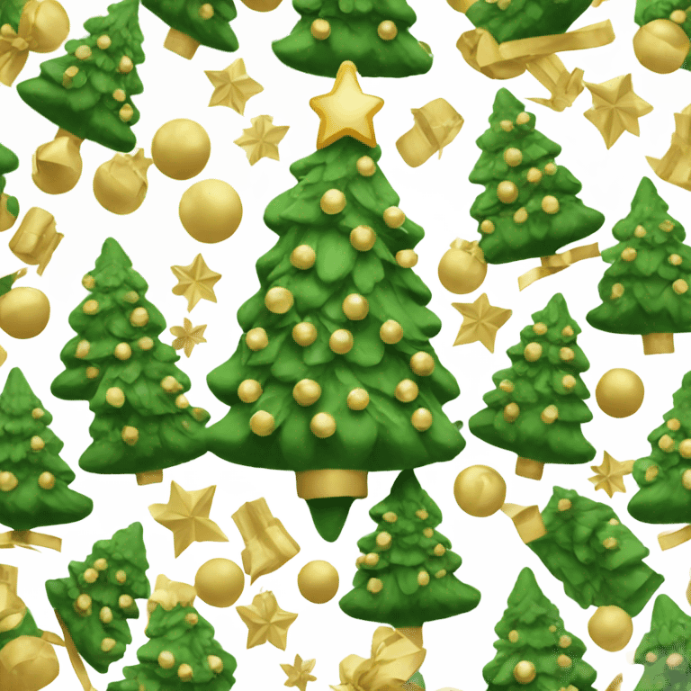 Christmas tree with white and gold decorations emoji