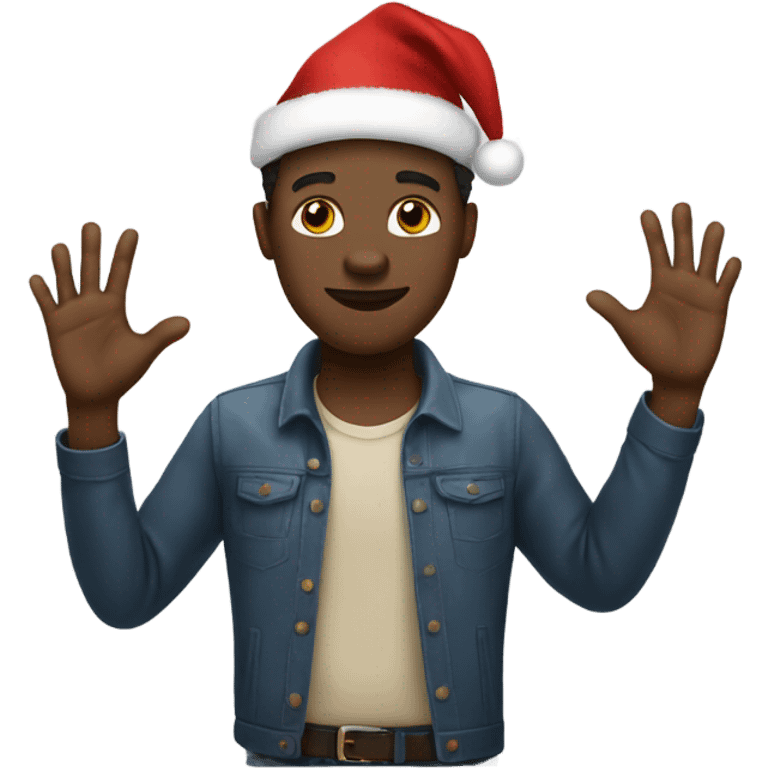 Christmas black guy holding hand sign emoji