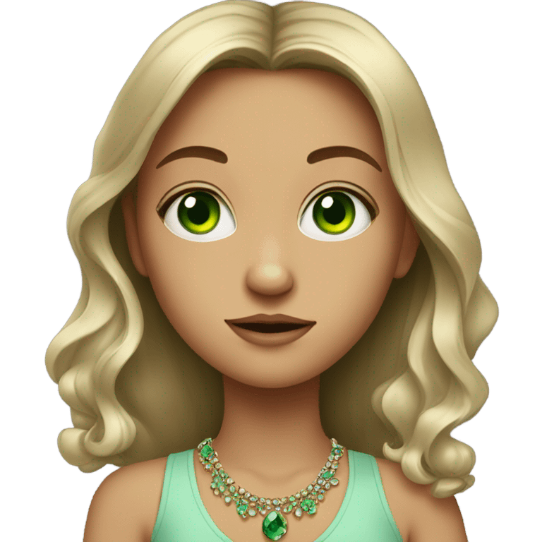 portrait of a girl with jewelry green eyes  emoji