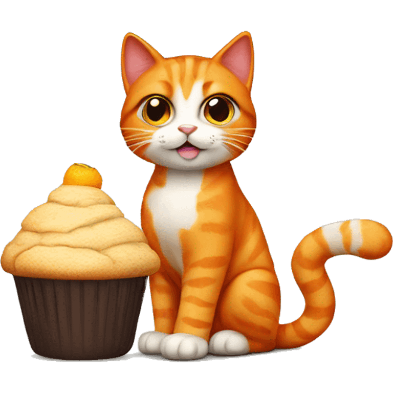 Orange cat with muffin  emoji