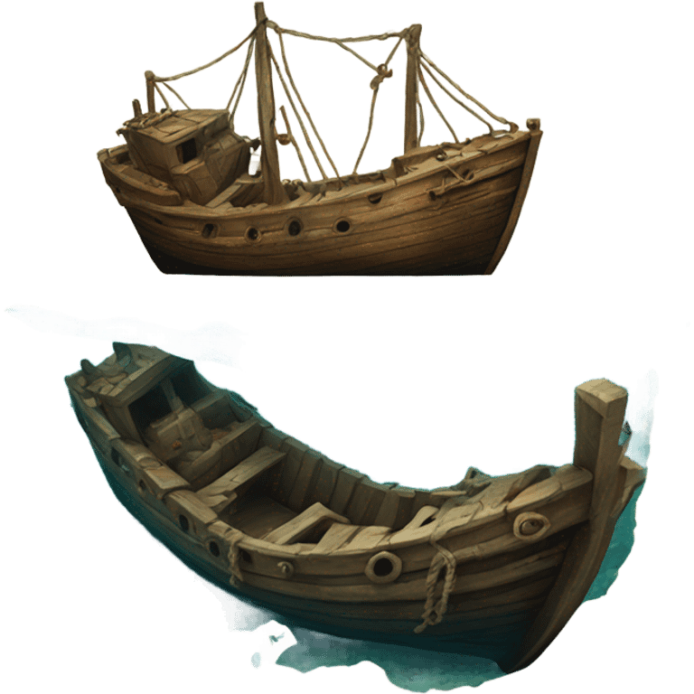 Shipwrecked boat at the bottom of the ocean  emoji