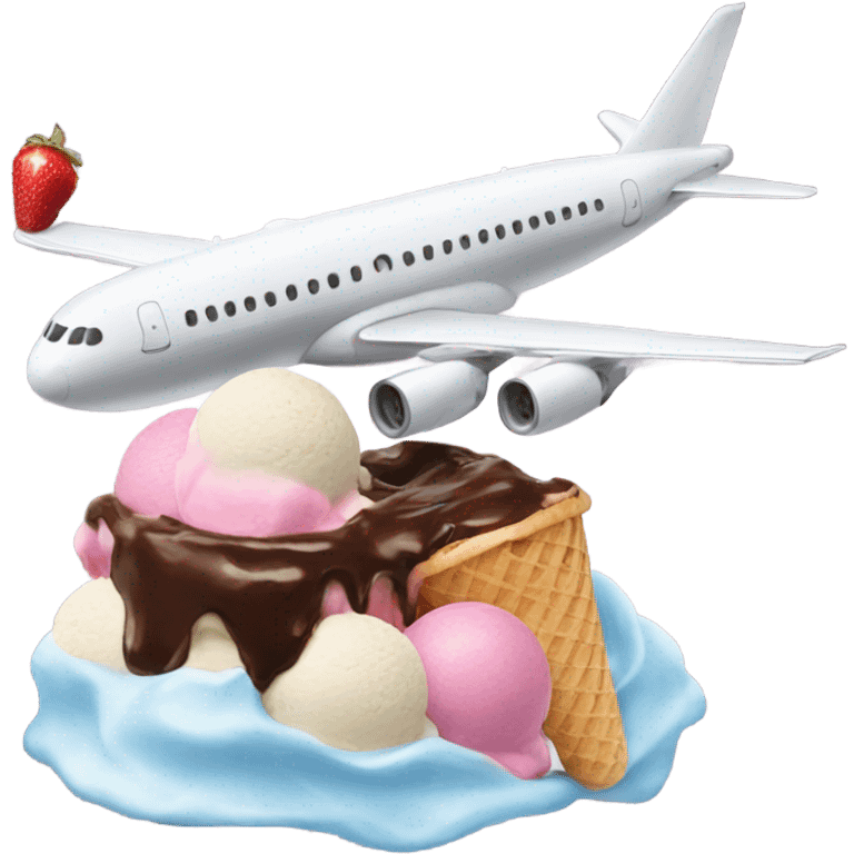 Plane hitting ice cream emoji