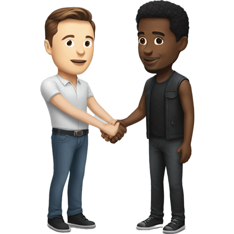 Elon Musk holding hands with Black man with hearts emoji