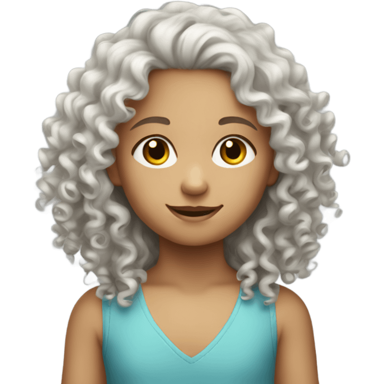 white long brunette curly haired child emoji