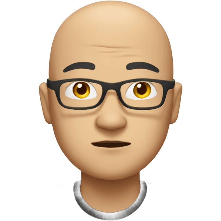  a bald Asian man, in glasses, thinking deeply emoji