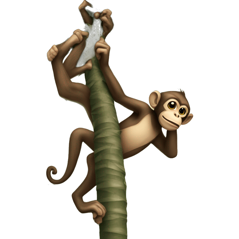 Monkey crawling up a palmtree emoji