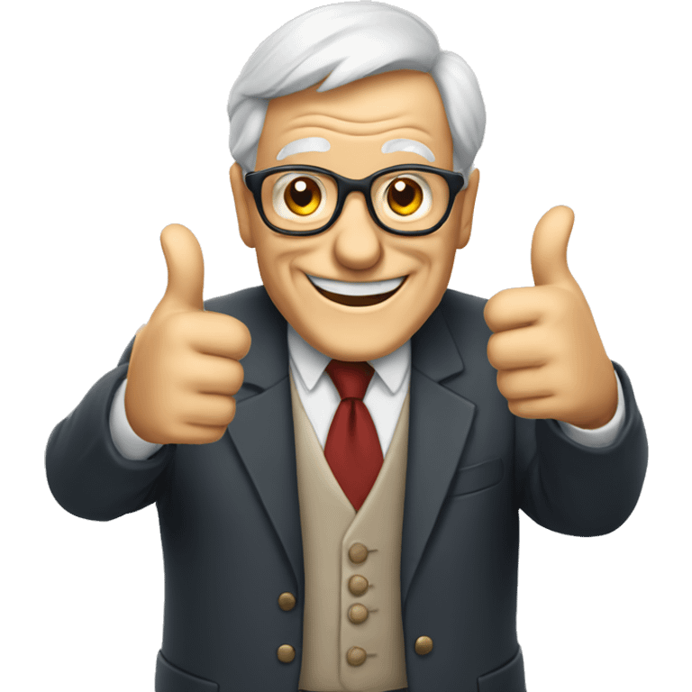 smiling old man in suit with thumb up emoji