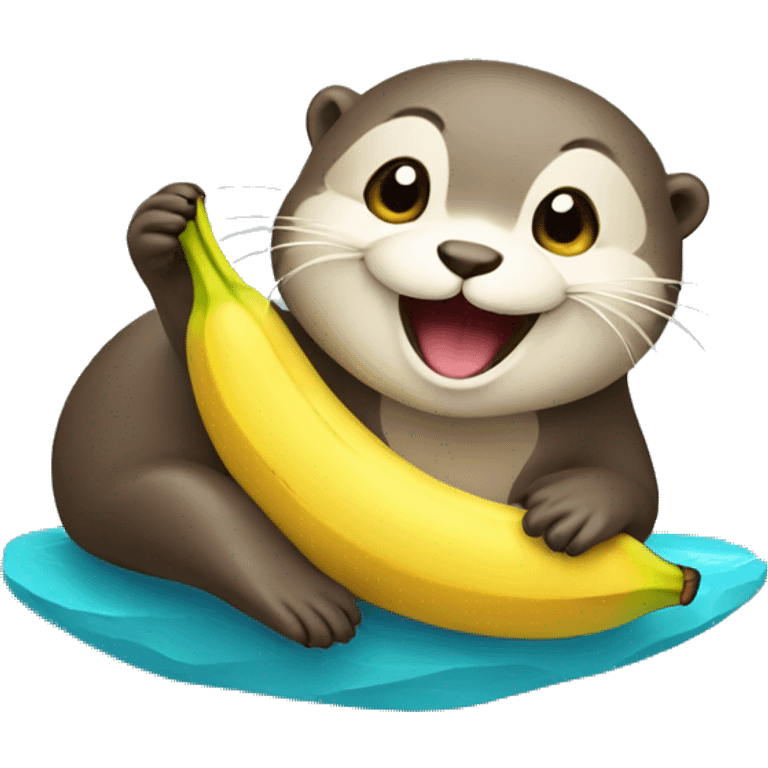 happy otter with banana emoji