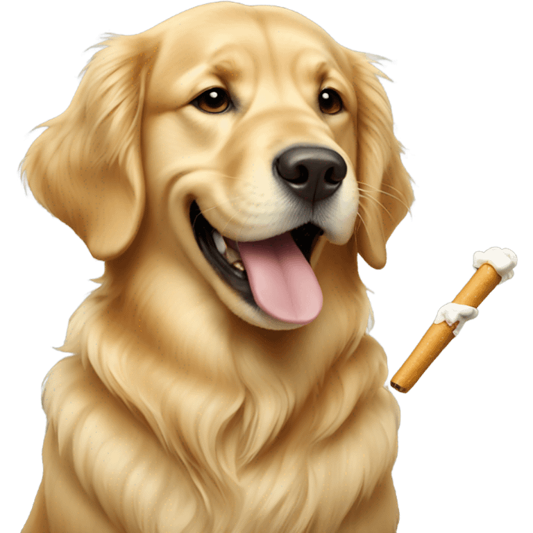 golden retriever with joint in mouth emoji