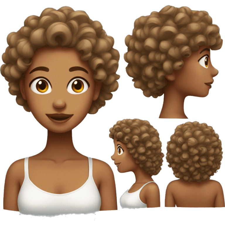 Tan skin girl with curly hair  emoji