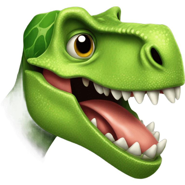 Dinosaur eating a ki emoji