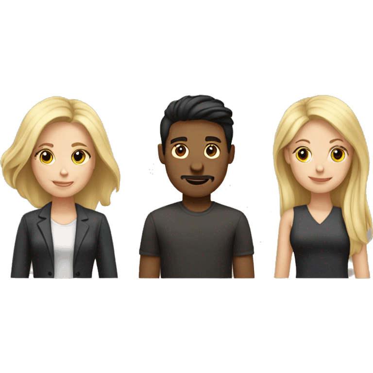 3 people...2 blond woman 1 man with dark hair emoji