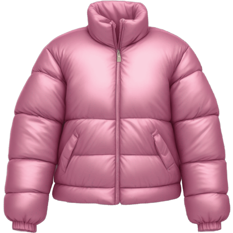 Realistic isolated side view of an open metallic pink cropped puffer jacket. emoji