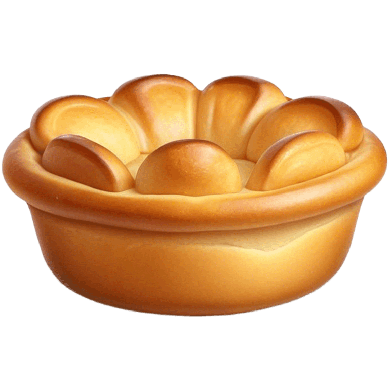 Cinematic Realistic Yorkshire Pudding Dish Emoji, showcasing a light, airy, golden puff with a crispy exterior rendered with lifelike detail and soft natural lighting that accentuates its classic appeal. emoji