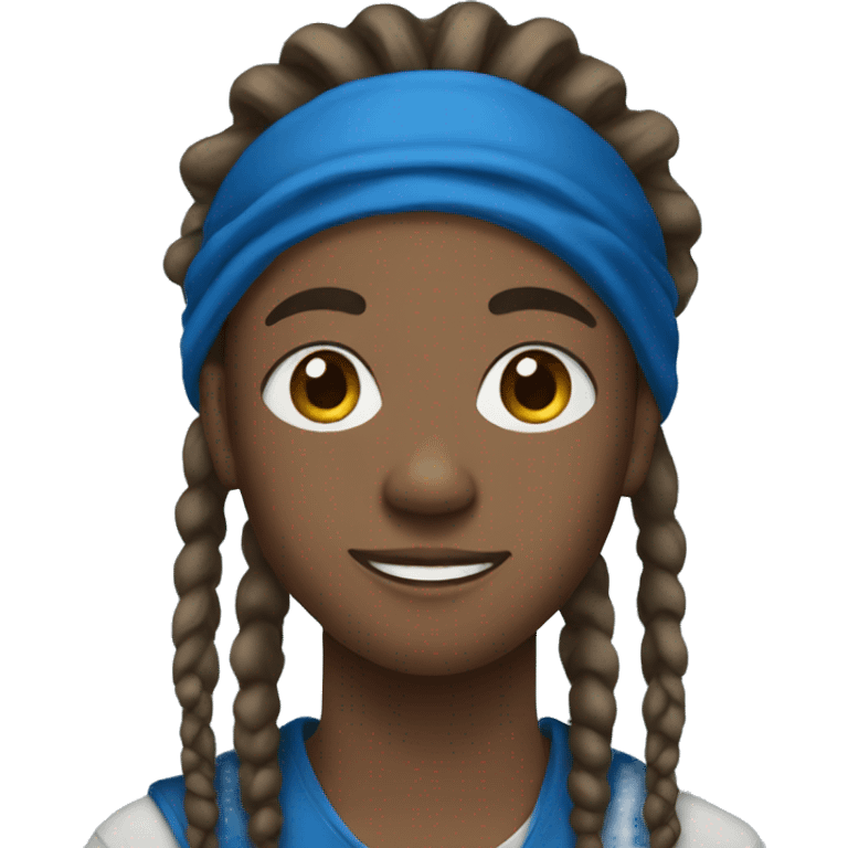 Black teen with dreadlocks and blue bandana emoji