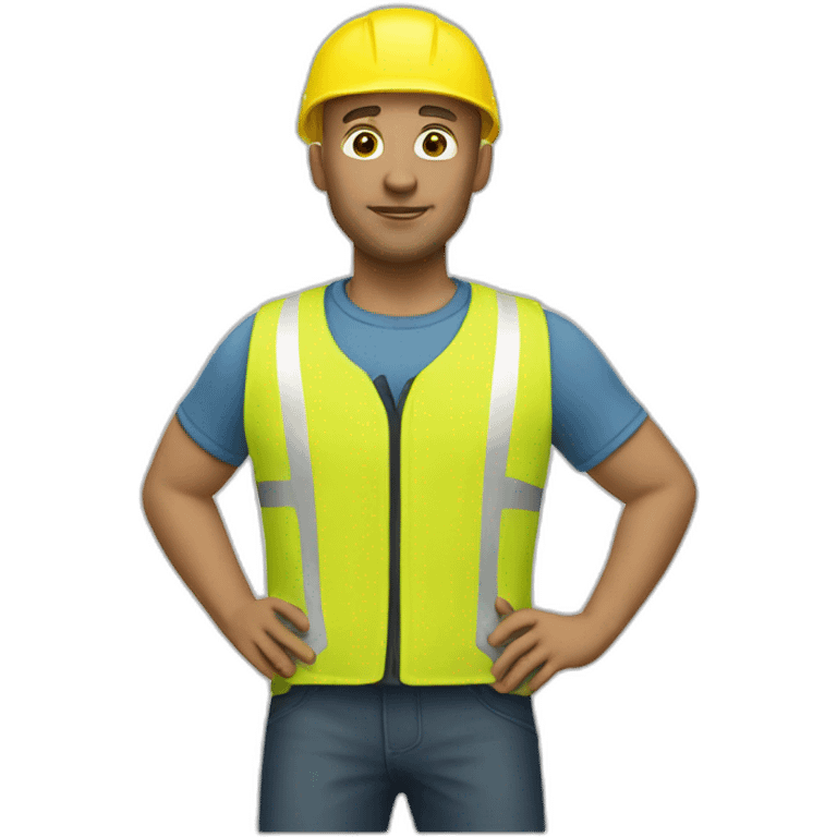 a bald man with a yellow safety vest and a yellow bicycle helmet emoji