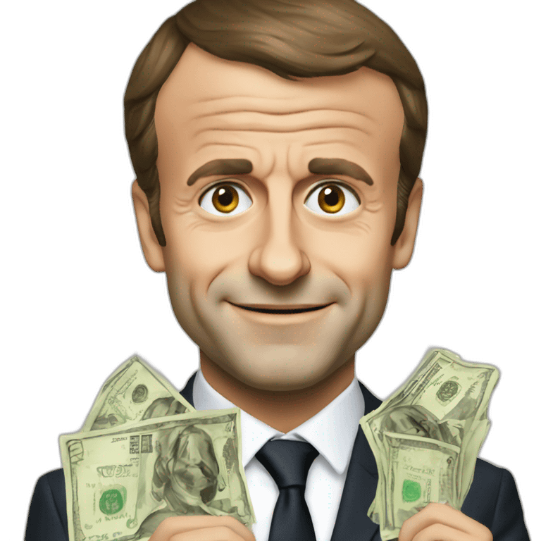 Emmanuel Macron with money emoji