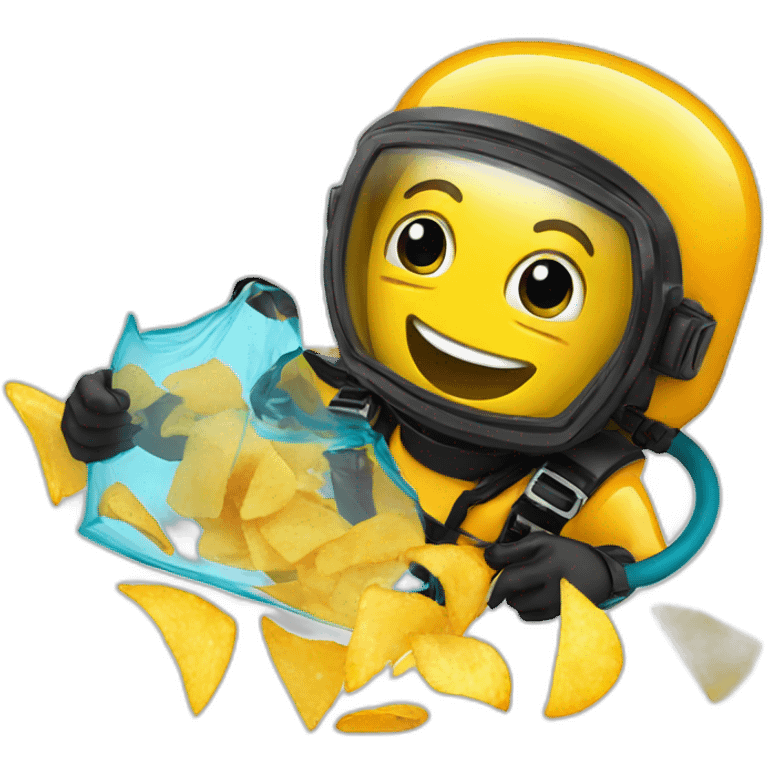 Scuba Diver enjoying chips and salsa emoji